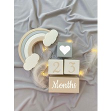 Bianne Atölyesi Keten Bebek Anı Küp Seti ve Gökkuşağı Fotoğraf Çekim ve Dekor Için Ingilizce