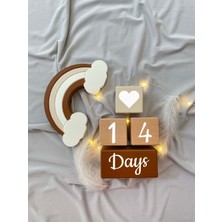 Bianne Atölyesi Meşe Bebek Anı Küp Seti ve Gökkuşağı Fotoğraf Çekim ve Dekor Için Ingilizce