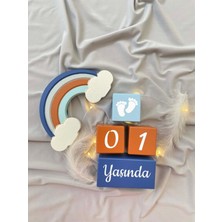 Bianne Atölyesi Gece Mavi Bebek Anı Küp Seti ve Gökkuşağı Fotoğraf Çekim ve Dekor Için Türkçe