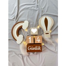 Bianne Atölyesi Meşe Iki Objeli Bebek Anı Küp Seti Fotoğraf Çekim ve Dekor Için Türkçe