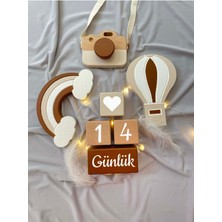 Bianne Atölyesi Meşe Üç Objeli Bebek Anı Küp Seti Fotoğraf Çekim ve Dekor Için Türkçe