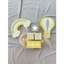 Bianne Atölyesi Sarı-Gri Iki Objeli Bebek Anı Küp Seti Fotoğraf Çekim ve Dekor Için Türkçe