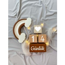 Bianne Atölyesi Meşe Bebek Anı Küp Seti ve Gökkuşağı Fotoğraf Çekim ve Dekor Için Türkçe