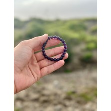 Gökçeada Doğaltaş 8 mm Ametist Taşı Bileklik Aa Kalite