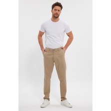 TheSeason Erkek Yazlık Bej Gabardin Pamuklu Keten Slim Fit Yan Cep Esnek Chino Pantolon