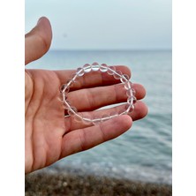 Gökçeada Doğaltaş 8 mm Kristal Kuvars Taşı Bileklik Aa Kalite