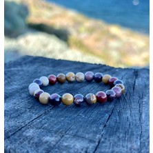 Gökçeada Doğaltaş 8 mm Mokait Jasper Taşı Bileklik Aa Kalite