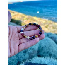 Gökçeada Doğaltaş 8 mm Mokait Jasper Taşı Bileklik Aa Kalite