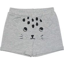 Lovetti Gri Kanguru Cepli Kız Çocuk Şort