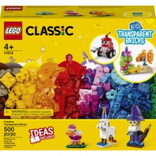 LEGO Classic Yaratıcı Şeffaf Yapım Parçaları 11013 - 4 Yaş ve Üzeri Çocuklar İçin Şeffaf Yapım Parçaları İçeren Yaratıcı Oyuncak Yapım Seti (500 Parça)