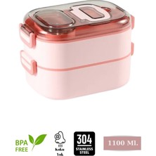 Vagonlife -Adding Colour Iki Katlı - Sos Kaseli - Paslanmaz Çelik Kolay Kilitlenir Sefer Tası – 1100 ml