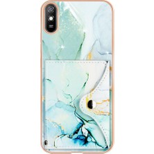 BDT Market Xiaomi Redmi 9A Mermer Ince Cüzdan Yumuşak Tpu Tampon Kart Yuvaları (Yurt Dışından)