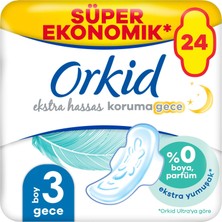 Orkid Extra Hassas Koruma Süper Ekonomik (Boy 3) Gece 24lü Hijyenik Ped