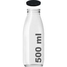Afracam 500 ml Şeffaf Süt, Ayran, Limonata, Meşrubat Şişesi Metal Kapaklı Boş Cam Şişe
