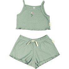 Miela Kids Flora Nakışlı Crop Fitilli Takım