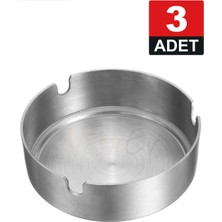 Nishev 3 Adet Elit Büyük Boy Paslanmaz Çelik Kül Tablası Krom Küllük 10CM