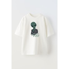 Nmg Tekstil Unisex Beyaz Oversize Pamuk I Believe You Baskılı Örme T-Shirt