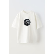 Nmg Tekstil Unisex Beyaz Oversize Pamuk Maskeli Anime Baskılı Örme T-Shirt