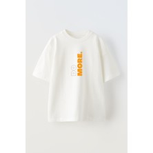 Nmg Tekstil Unisex Beyaz Oversize Pamuk Domore Baskılı Örme T-Shirt