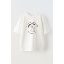 Nmg Tekstil Unisex Beyaz Oversize Pamuk Live Like Your Baskılı Örme T-Shirt