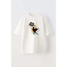 Nmg Tekstil Unisex Beyaz Oversize Pamuk Whoa Mama Baskılı Örme T-Shirt