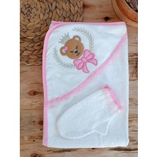 Beruflic Bear Nakışlı Pareolu 4lü Kız Bebek Havlu Silgi Takımı Pembe