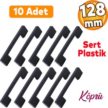 Badem10 10 Adet Plastik Köprü Mobilya Mutfak Çekmece Dolabı Dolap Kapak Siyah Kulbu Kulpu Kulpları 128 mm