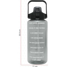 Valletta Figo 3lü Set BPA İçermez Motivasyonel Su Matarası 2.000ML-750M-300ML, Siyah Su Matarası