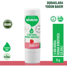 Siveno %100 Doğal Dudak Koruyucu Çilek Bitkisel Lipbalm Dudak Kremi Nemlendirici Parlatıcı Onarıcı 6G