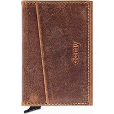 Damy Hakiki Deri Unisex Mekanizmalı Kartlık 611CR - Taba