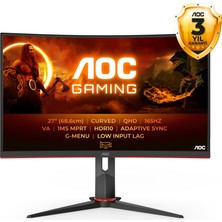 AOC 27" CQ27G2S/BK 1MS 165HZ 2K HDMI DP Monitör