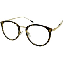 Funeyes Leopar Desenli Gold Metal Mavi Işık Korumalı Bilgisayar Gözlüğü Optik Cam Uyumlu