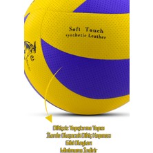 Telvesse Yapıştırma Voleybol Topu Pompalı Set Soft Touch Iç-Dış Mekan Uygun 8 Panel Mavi 280 Gram