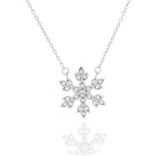Diamond Seri Işıltılı Kar Tanesi Snowflake Kadın Gümüş Kolye