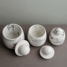 Ghogol Home Ghohol Home Globy 3'lü Set Beton Kavanoz - Tuzluk - Biberlik -Şekerlik - Çay - Kahve Kavanozu