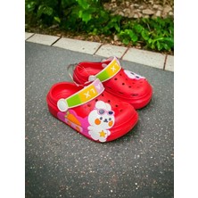 Ahs Calx Çocuk Kırmızı Renk Havuç Tavşan Figürlü Kaydırmaz Sandalet Crocs Terlik