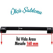 Badem10 10 Adet Gölcük Düz (160 mm - 16 cm) Siyah Metal Mobilya Mutfak Çekmece Dolap Dolabı Kulbu Kulpu Kulpları