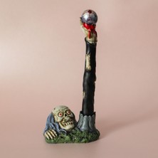 Piraye Gift Dekoratif Şık Tasarım Polyester Kurukafa Tükenmez Kalem Standlı (16CM)