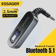 Essager BT10 Bluetooth 5.1 Çevirici Adaptör Araba Müzik Kulaklık Hoparlör Verici Alıcı Kablosuz 3.5mm Jack Çok Fonksiyonlu İkili Mod Geçişi Yeni Nesil Son Teknoloji