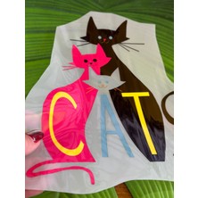 Gönülden Tasarım 24 x 18 cm Ütü Ile Yapışan Ikili Kedi Transfer Baskı Arma