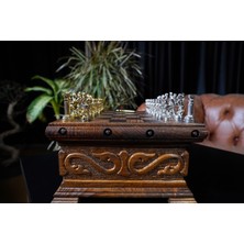 Ggs Grandgiftstore Kişiye Özel Satranç Takımı Hediye Seti 20 cm Küçük Boy Gizli Anahtarlı Ceviz Oyma El Işi Satranç Takımı Roma Satranç Taşı