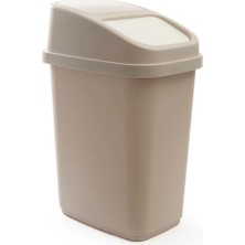 Vinto Kapaklı Çöp Kovası, Plastik 10 Lt Bej Renkli