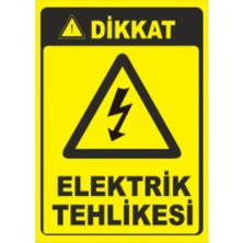 Kkdstock Dikkat Elektrik Tehlikesi Sticker Yapışkanlı Etiket 10x15