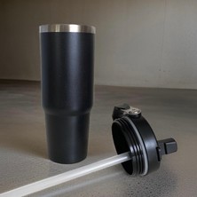 Tarantula Charcoal Flip Straw Çift Duvar Yalıtımlı Paslanmaz Çelik  0.89 Lt  Pipetli Termos