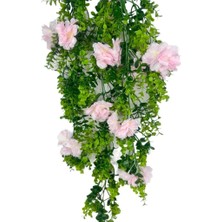 Nettenevime Yapay Çiçek Sarkan Pembe Çiçekli Şimşir Okaliptus Yapay Sarmaşık