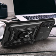 Case World Xiaomi Mi 13T Pro Kapak Lens Sürgülü Kamera Korumalı Yüzüklü Stantlı Tank Kılıf - Lacivert