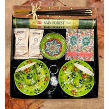 Fiorella Gift El Yapımı Çini Fincan Seti & Çini Ikramlık & Çini Anahtarlık & Kahve & Tütsülük ve 1 Paket Tütsü & Hediye Seti & Hediye Kutusu & Doğum Günü & Sevgili & Yeni Iş Terfi