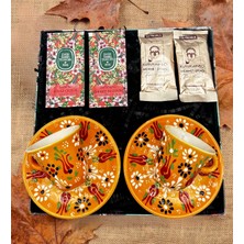 Fiorella Gift El Yapımı Çini Fincan Seti & Kahve & Mendil & Hediye Seti & Hediye Kutusu & Doğum Günü & Sevgili & Yeni Iş Terfi