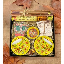 Fiorella Gift El Yapımı Çini Fincan Seti & Çini Ikramlık & Çini Anahtarlık & Kahve & Tütsülük ve 1 Paket Tütsü & Hediye Seti & Hediye Kutusu & Doğum Günü & Sevgili & Yeni Iş Terfi
