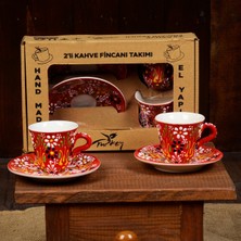 Fiorella Gift El Yapımı Çini Fincan Seti & Çini Ikramlık & Çini Anahtarlık & Kahve & Tütsülük ve 1 Paket Tütsü & Hediye Seti & Hediye Kutusu & Doğum Günü & Sevgili & Yeni Iş Terfi